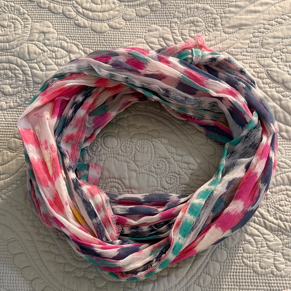 AEO Colorful Infinity Scarf - Pink, Teal, Yellow & Navy